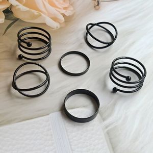 Black Stackable Rings ( Set Of 6)