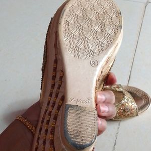 Golden Heels With Diamond Work