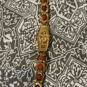 Nikza Gold Plated Om Grid Rudraksha Bracelet