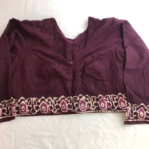 Burgundy Printed Blouse(Women’s)