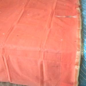 NEW fancy thread work Orange golden saree with fal