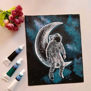 Astronaut Moon Painting