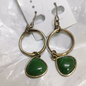 Accesorize Circle Stone Drop Green Earrings