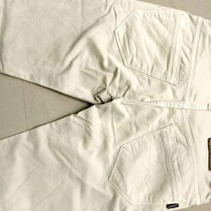 Cream Colour Cotton Jeans