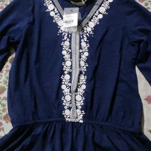 Navy Blue Cotton Top By DNMX