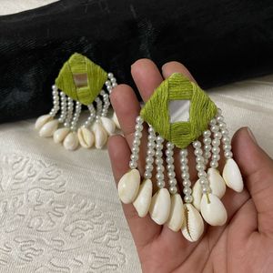 Thread Mirror Navratri Earrings