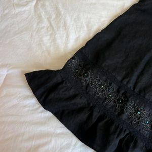 Black Embroidered Midi dress