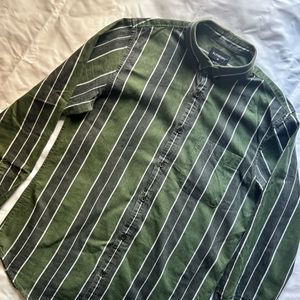 Green Striped Slim Fit Shirt - Size M