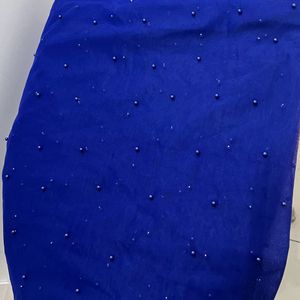 Blue Net Cloths With Peals And Lining Cloth