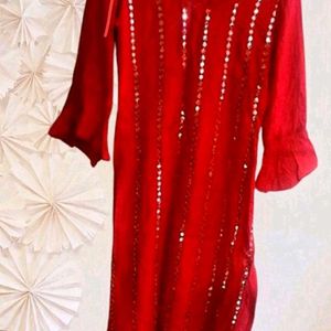 Red Mirror Kurta