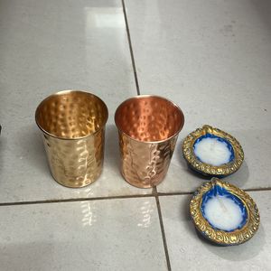 PURE COPPER GLASSES & DIYAS