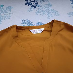 Mustard Yellow Flare Sleeve Top Women