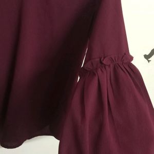 Maroon Baloon Sleeve Top (Women)