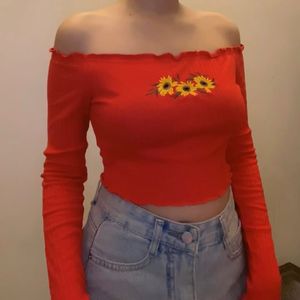 Shein Red Off Shoulder Top