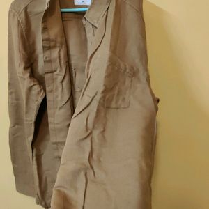 Roadster Men Khaki Cotton Shirt