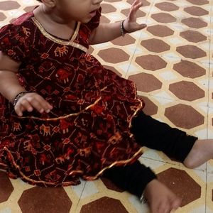 Beautiful Patola Printed Pure Cotton Baby Frock