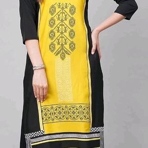 Stylish Ethnic Kurti with Yellow and Black Design