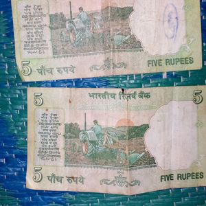 3 Pics 5 Rupees Tractor Note Old