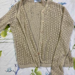 Knitted Front Open Cardigan