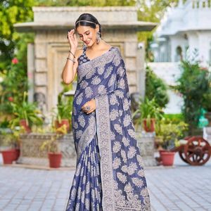 Lucknowi Chikankari Linen cotton Woven Sarees