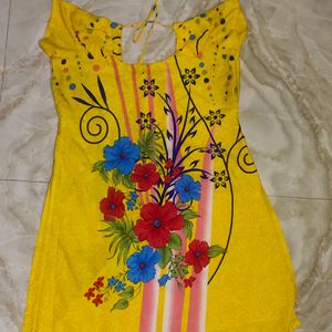 Yellow Printed Kurti