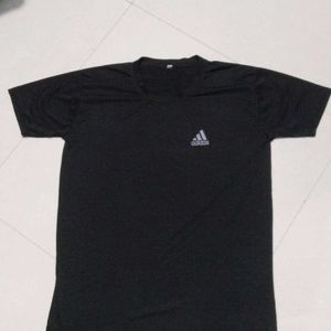 ADIDAS T-SHIRT, BLACK COLOUR,(M)SIZE