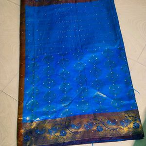 Blue Colour Women Kanjeevaram Pattu Saree
