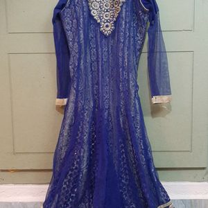 Royal Navy Blue Party Wear Net Gown Dress