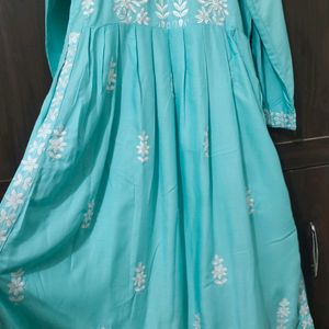 Beautiful Nayra Cut Chikankari Kurta Set