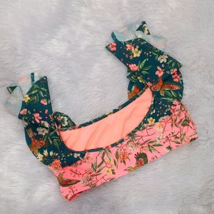 Peach Frill Sleeves Bralette