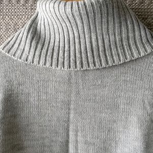 Grey LONG High Neck Sweater Dress