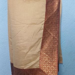 Cream Colour Saree With Blouse