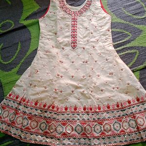 Chicken Work Kurti Lacha Set