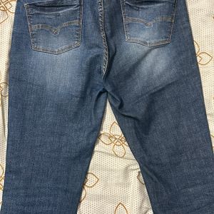 Womens Navy Blue Straight Fit Jeans