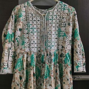 Chikankari Printed Long Kurta