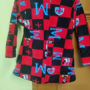 Branded Mickey Print Woolen Frock For 1.5 Ye To 3 Yr Old Girl