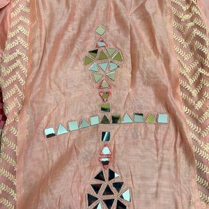 Pink Mirror Work Kurti