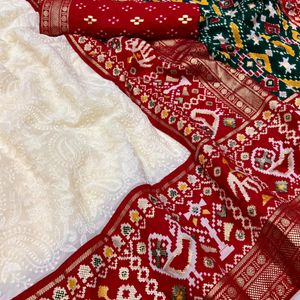 Premium Patola With Lucknowi Chikankari Saree