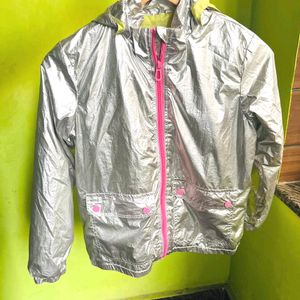 H&M silver metalic hooded jacket