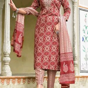 Printed Kurta and Pant Set with Dupatta