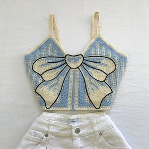 Coquette Blue Crochet Crop Tank Top