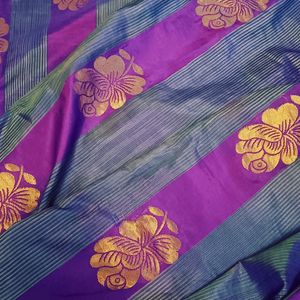 100% Pure Rose Motifs Mulberry Saree