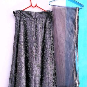 Party Wear Lahanga Grey Colour