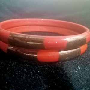 Mirror Bangles Red And Yellow Combination