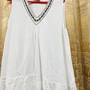 White Top With Bead Work