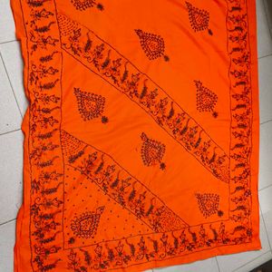 So Nice Orange Colour Chamki Saree