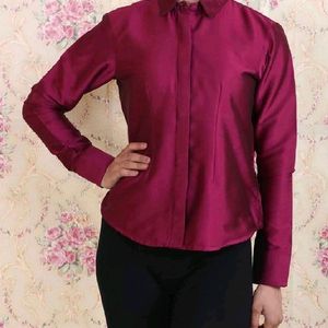 Wine Silk Like Shirt