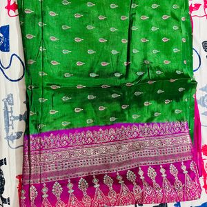 New Satin Silk Foil Print Saree