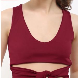 body con burgundy front knot dress