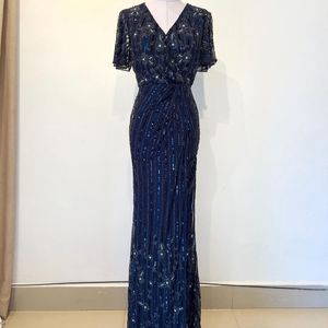 MAC DUGGAL Embellished V-Neck Floor-Length Gown